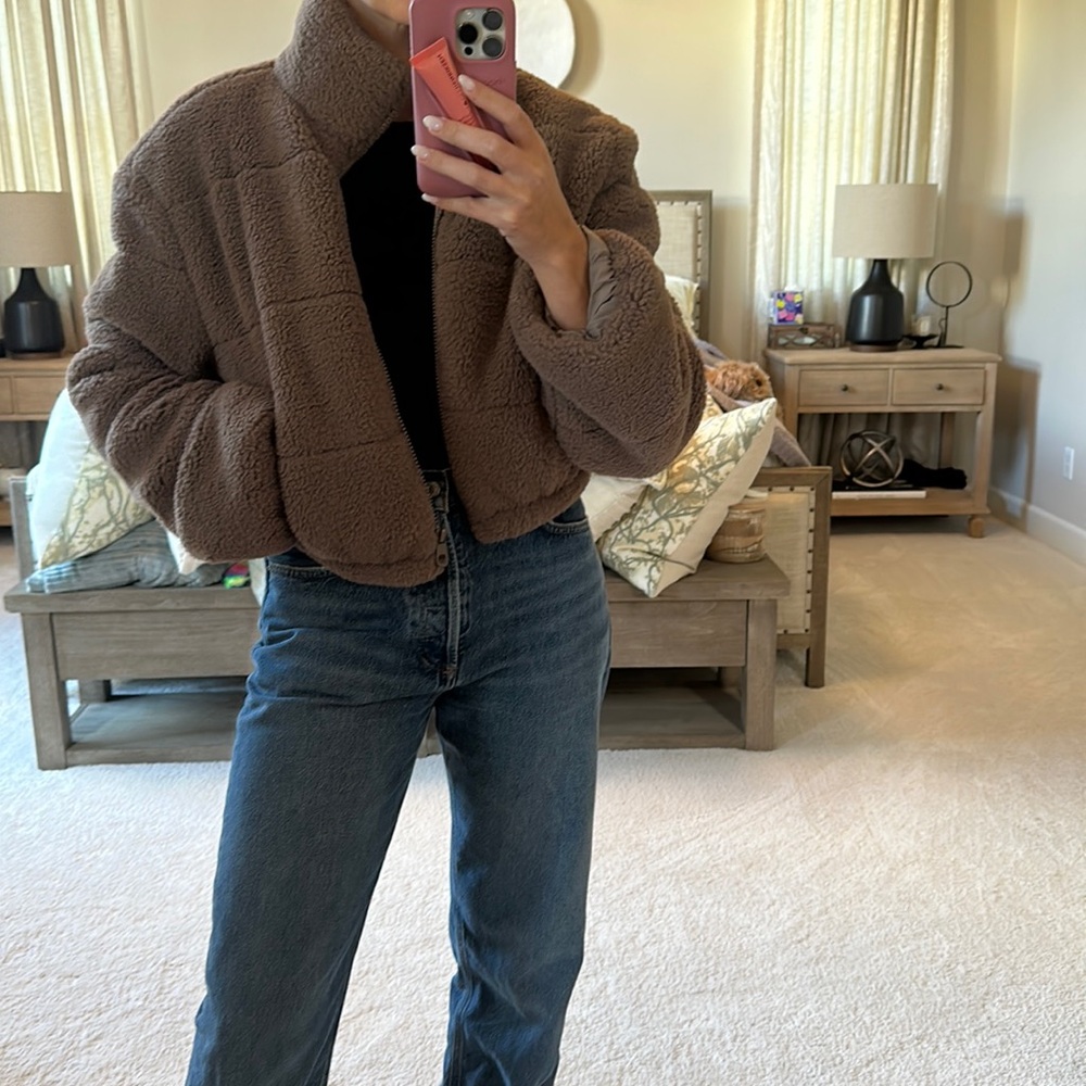 Love Tree Cropped Teddy Jacket